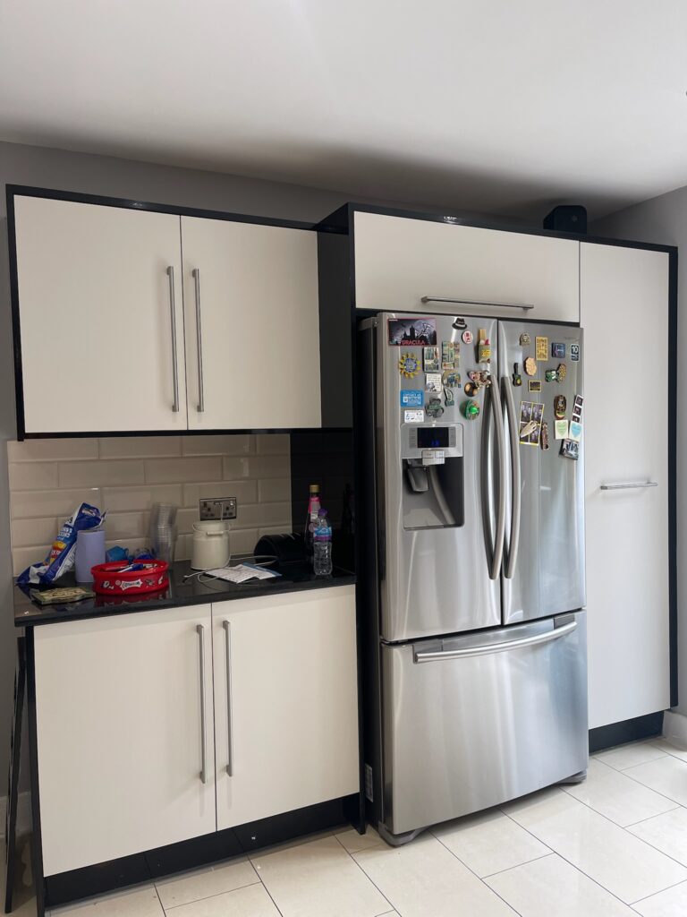 Kitchen Design with Fridge Unit and Large Cabinets